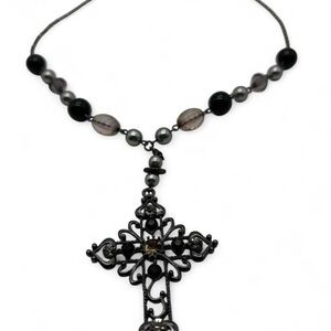 Gothic Vampiric Whimsigoth Beaded Cross Necklace